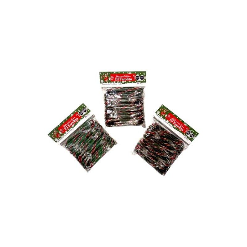 Bastoncito Navideño Verde - Caramelo macizo sabor menta - 20