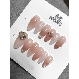 [Highly recommended nail extension] Rose gold ring owner's nail tip - Almond flat fit / [강추연장네일] 로즈골드링 주인장 네일팁 - 아몬드 평평핏