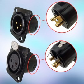 RIVIERA XLR 3Pin Female and Male Panel Mount Chassis, Fine Black Nickel Plated housing with 24K Gold Plated Contacts(5 Pack Male + 5 Pack Female Black)