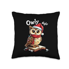 Owly Night Christmas Owl Snowflakes Bible Christian Religion Throw Pillow