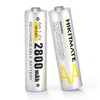 HIKITMATE Rechargeable AA Batteries 2800mAh 2 Pack - 1.2V Low