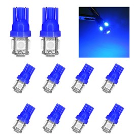 SWQS 10PCS 194 LED Bulb Blue, Super Bright 5050 5SMD T10 LED Bulb, DC 12V Wedge Light Bulb Kit for Car Interior Lighting Door Dashboard Dome Map Trunk Light License Plate Lamp Courtesy Lights