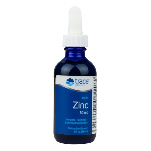 Trace Minerals Liquid Ionic Zinc Supplement - 50mg | Immune System Support, Antioxidant Boost | Essential Mineral Drops | 2oz (59ml)