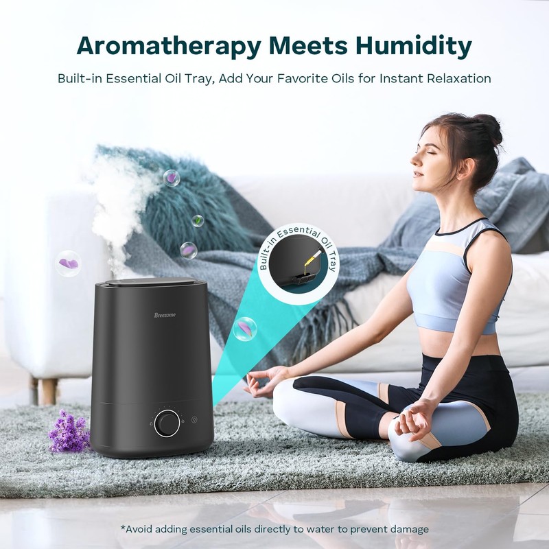 BREEZOME 5L Humidifiers for Bedroom, Ultrasonic Cool Mist Top Fill