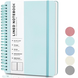 Lined Spiral Journal Notebook, A5 Hardcover Leather Notebook for Work, 5.7''×8.2'', 100GSM Thick Paper Spiral Bound Journaling Notebooks for Women & Men Office School Note Taking Business, Morandi