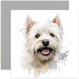 Old English Co. Watercolour Dog Card - West Higland White Terrier Dog Card for Pet Owner Birthday - Just Because Card for Him or Her - Thinking of You Fur Baby Card for Men and Women | Blank Inside