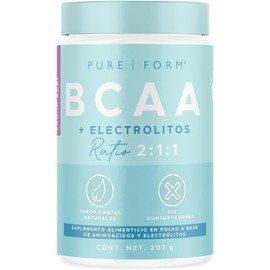 Pure Form BCAA  Electrolitos  BCAA Suplemento en polvo con Electrolitos y Aminoácidos Esenciales de Cadena Ramificada para Rehidratacion Saludable