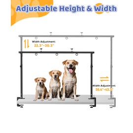 Artibear Dog Grooming Arm with Clamp for Large Dog, Adjustable Height to 33in and Width to 43in, Pet Grooming Table Arm with 2 Loop Noose & 2 No Sit Haunch Holder for Home & Store (Table Not Include)