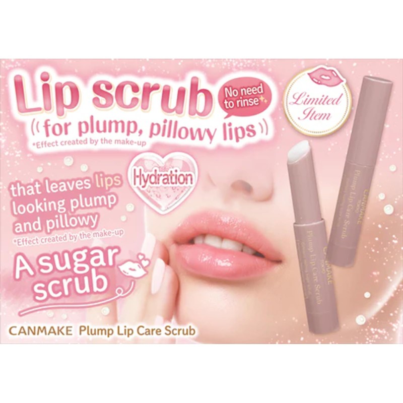 Canmake Plump Lip Care Scrub 02 Clear Pink, Lip Care,