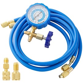 R410A Recharge Kit AC Charging Hose, R410A Manifold Gauge Set with R410A Mini Split Adapter 1/4 x 5/16, R134A Tank Adapter 1/4 SAE X 1/2, Low Pressure Manifold Gauge Hose 59’’