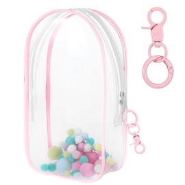 Mowouhn Large Clear Figure Display Bag with Keychain Case Blind Box Keychain Carrying Case Lipstick Charm for Collectibles