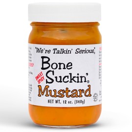 Bone Suckin' Sauce Mustard, Non GMO, Gluten and Fat Free, Great Tasting Condiment (1 Count, Sweet Spicy)