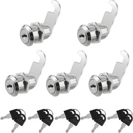 5 Piezas Cerradura para Cajones, con 10 Llave, Cerraduras de Seguridad, para Cajones, Armarios, Gabinetes, Escritorios, Vitrinas, Archivadores, Muebles (Plateado)