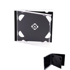 DACUAN 10 Pack 10.4mm Standard Clear CD Jewel Case,14.2×12.4×1.0cm,Single Disc Holder with Inserts Clips,Stylish and Functional CD Storage Boxes.(black)