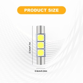 RGOAANC 10PCS T6 5050 Car LED Sun Visor Lights, 28MM 12V 300LM Super Bright Waterproof Vehicle Reading Light Bulb Replacement, 6614F 6612F LED Bulbs for Car Vanity Mirror Sun Visor Lights