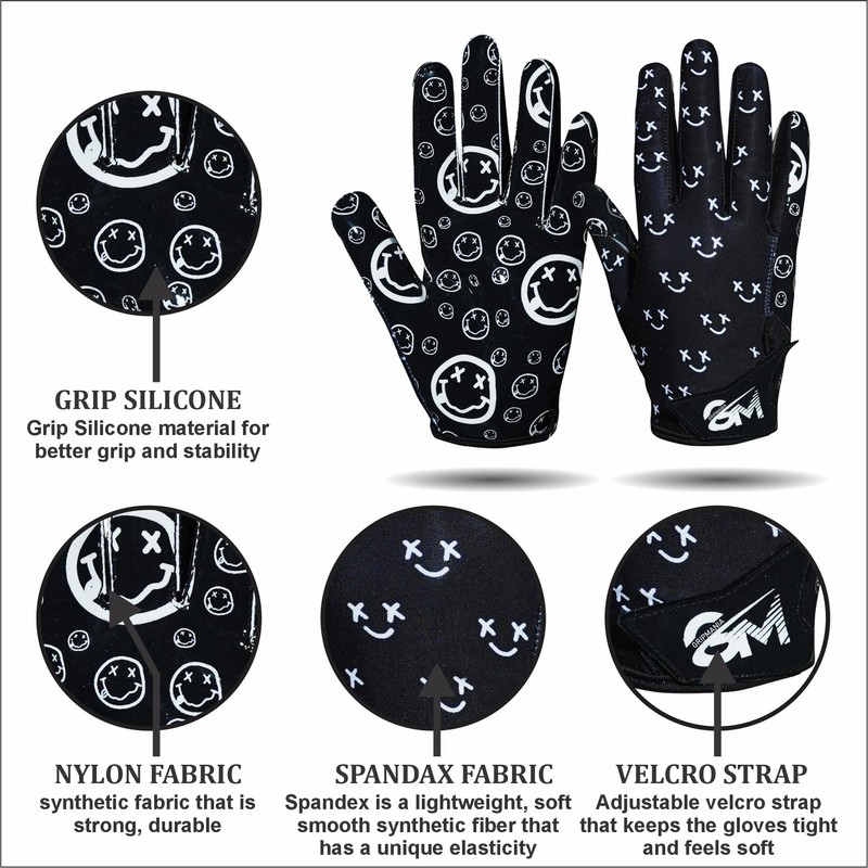 Grip Mania Emoticons V1 Mens Football Gloves, Youth and Adults