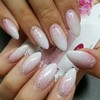IMRAIN Press on Nails Medium Almond Fake Nails Pink White