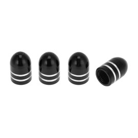 HOPESPANNER Tire Valve Stem Caps Decorative Black Round Bullet Shape Tyre Valve Dust Covers 7x16.5mm Aluminum Alloy 4 Pcs