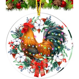 2024 Christmas Decoration Hanging Ornament,Acrylic Rooster Christmas Decorative Hanging Ornaments for Christmas Trees,Thanksgiving Decorative Hanging Ornaments Christmas Farmhouse Decor