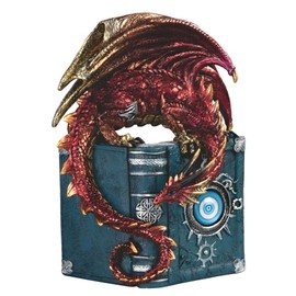 ICE ARMOR 7.5" H Red Dragon on a Book Figurine Statue Sculpture Ornament Decoration Home/Room Decor Ideas for Housewarming, Holidays and Birthdays Great Collectible