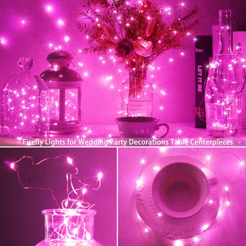 SmilingTown 15 Packs 20 Led Pink Fairy String Lights Battery