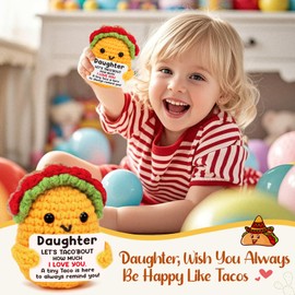 Daughter Gifts Easter Basket Essentials Stuffers Teen Daughter Birthday Gifts for Year Old Little Girl Kid from Mom Dad, Funny Mini Crochet Taco Daughter Christmas Valentines Teenage Girls Gift
