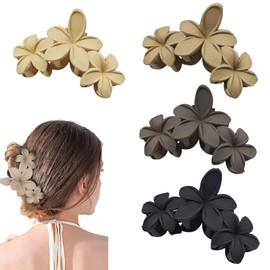 ARESACHI ヘアクリップ 大きめ バンスクリップ 髪留め 花 髪型崩れ防止 ４個セット