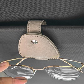 AOWIS 2 Packs Sunglasses Holders for Car Visor - Magnetic Leather Sunglasses Holder Magnetic Leather Sunglasses Holder and Ticket Card Clip,Auto Interior Accessories Universal (Grey)