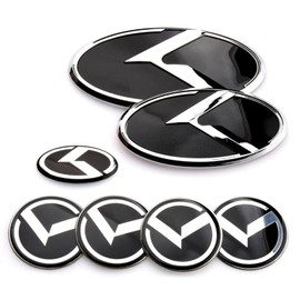 ARKOSKNIGHT 7PCS Vintage K Badge,Front Hood Rear Trunk Emblem Compatible with Vintage K Accessories (Black Chrome)