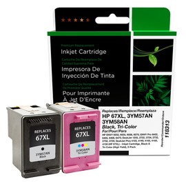 Clover Remanufactured High Yield Ink Cartridges Replacement for HP 67XL | Black & Tri-Color 2 Pack XL