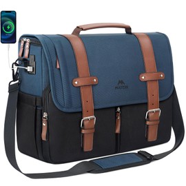 MATEIN Messenger Bag with USB Charging Port, Large Crossbody Satchel 15.6 inch College Laptop Bags with Shoulder Strap, Water Resistant Work Computer Briefcase for Office Commuting
