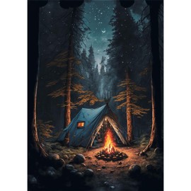 TOSTOG Diamond Painting Kits for Adults,Tent and Fire Full Drill Diamond Art Embroidery Pictures,5D DIY Diamond Art Kit for Home Wall Decor 30x40cm/12x16inch