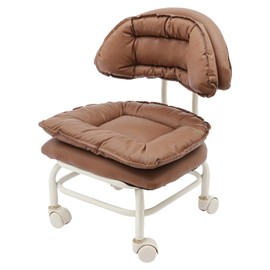 CNCEST Rolling Stool Chair with Back Support Roller Seat Heavy Rolling Stools with Wheels for Home Office Garage Mechanic Flooring Cleaning Shop (Brown)