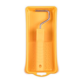 HARDY WORKING TOOLS A0180-114000 Paint Roller, Paint Tray, Protective Film and Paint Rollers Made of Foam, Pile Height 7 mm, Length 5.5 cm, Diameter 35 mm, White/Yellow