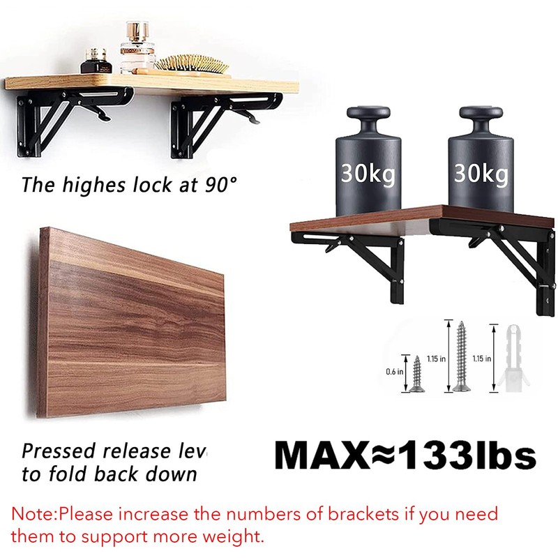AUTOHJ Folding Shelf Brackets - 14 Inch 2 Pcs Heavy