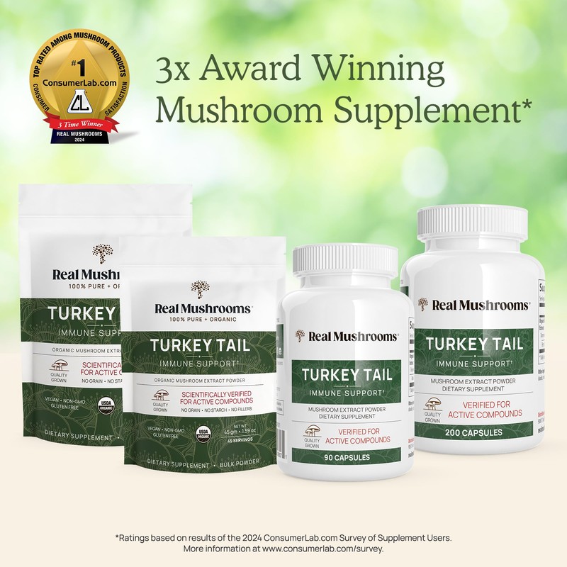 Real Mushrooms Turkey Tail Capsules – Organic Mushroom Extract for