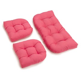 Blazing Needles Twill Rounded Back Settee Cushion Set, Bery Berry 3 Count