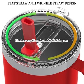 BNBOWWEL 30 oz Tumbler Flip Straw Lid Replacement Fit for YETI 30/32 oz Tumbler, 30 oz Stackable cup and 26/35/42 oz Straw Mug, Fits Yeti lids, BPA free, Red