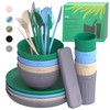 Wheatstraw Dinnerware Set for 4 - Camping Dishes & Utensils
