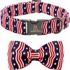 Lionheart glory American Flag Dog Collar, 4 of July Dog Bow Collar Heavy Duty Adjustable Patriotic Dog Collar with Bowtie for Large Dogs Pet Gift