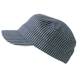 CHARM Washable Work Cap (61p / Hickory / Unisex) Minimalist Simple (100% Cotton / Hat), Large Size, Breathable