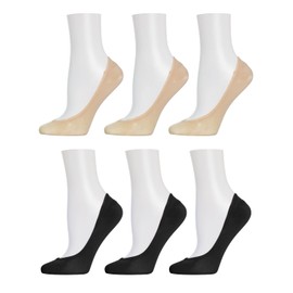 MeMoi No-Show Microfiber Shoe Liners 6-Pack Nude-Black One Size