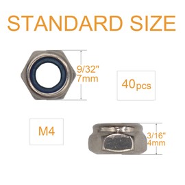BinifiMux 40Pcs M4 x 0.7mm Stainless Steel Self-Lock Nylon Inserted 4mm Locking Nuts for 3D Printer, Furniture