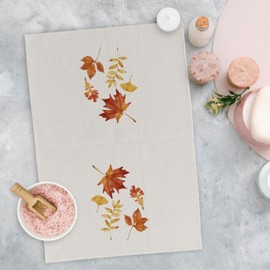 Yorhifa Hello Fall Pumpkin Kitchen Towels Set of 4, Fall Hand Towel Towels for Bathroom Decor, Autumn Harvest Kitchen Towels, Fall Towels Kitchen, Maple Leaves Kitchen Towles for Kitchen, 16x24inch