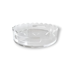 GRAHAM DESIGN Acrylic Scalloped Round Tray with Handles - 10" Diameter