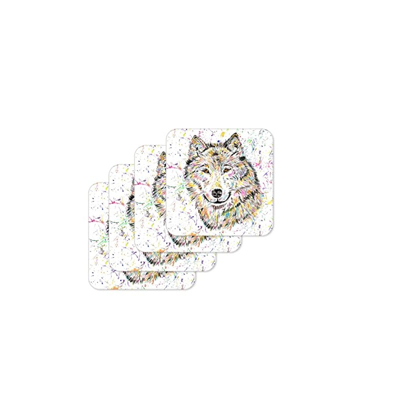 Coaster Wolf Wildlife animal Coasters Watercolour Art Gift Work Office