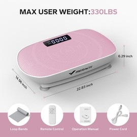 MERACH Vibration Plate Exercise Machine Whole Body Workout Vibration Platform for Fitness Max 300lbs - Color: Pink