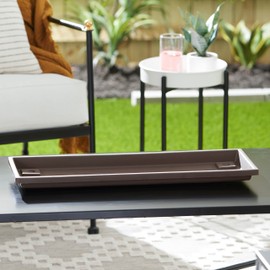 The HC Companies Venetian Rectangular Plant Tray - Lightweight Plastic Plant Saucer - Plant Drip Trays for Drainage -UV Resistant Pot Saucer for Indoor & Outdoor Use (23.5" Chocolate, Pack of 1)