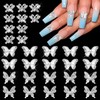 JERCLITY 30pcs 3D Alloy Silver Butterfly Nail Charms Nail Butterfly