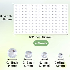 Pndeyo 4 Sheets Face Gems Sticker, Self-Adhesive Glitter Rhinestone Face Jewels, Mini Hair Nose Eyes Nail Makeup Sticker for Festivals Parties- Silver(2mm 2.5mm 3mm 4mm)